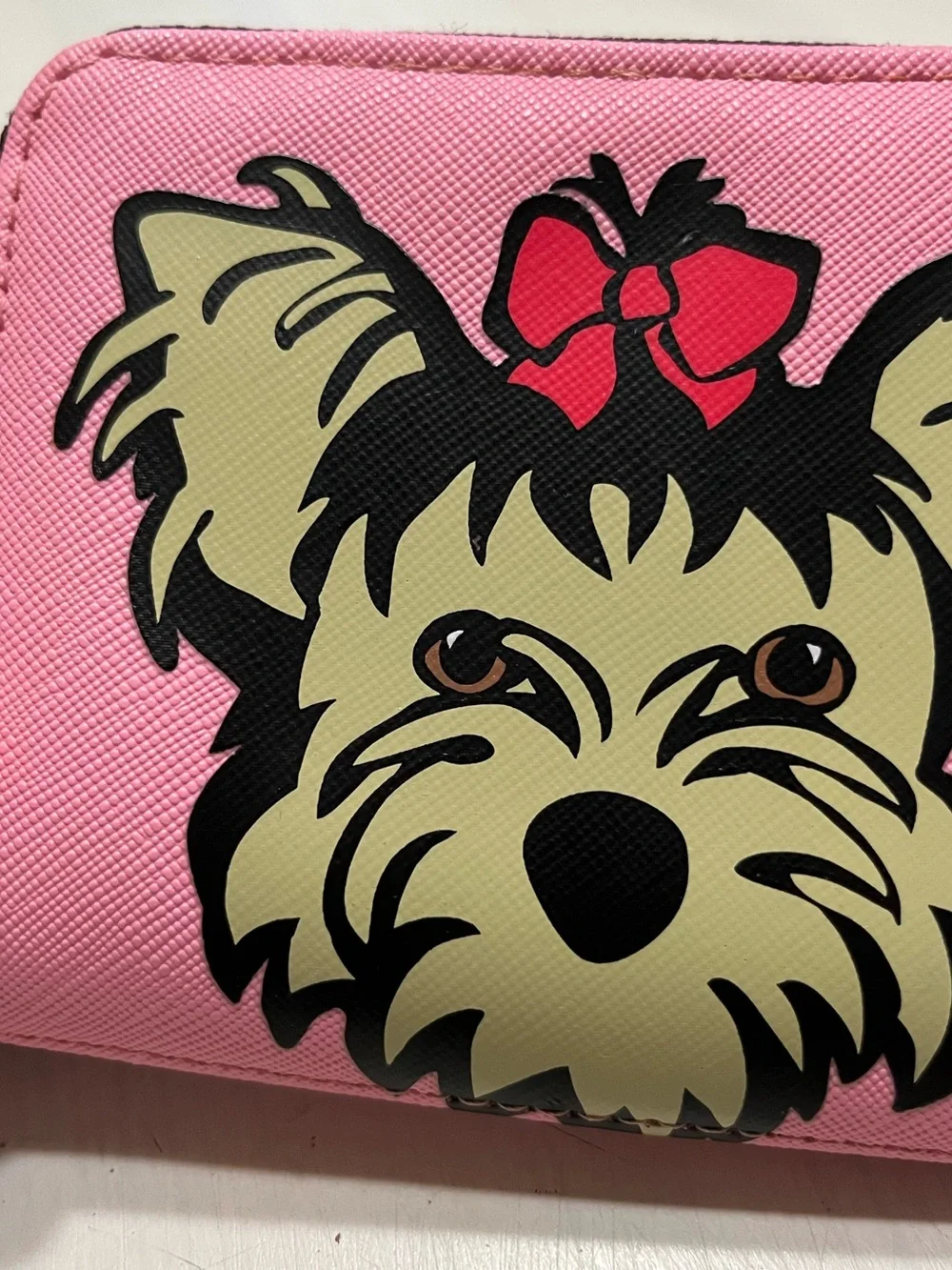 Marc Tetro Yorkie Terrier Small Mini Zip Around Wallet Card Holder Faux Leather